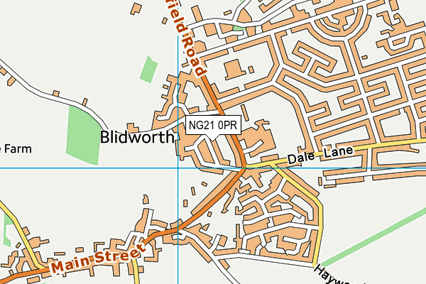 NG21 0PR map - OS VectorMap District (Ordnance Survey)