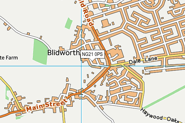 NG21 0PS map - OS VectorMap District (Ordnance Survey)