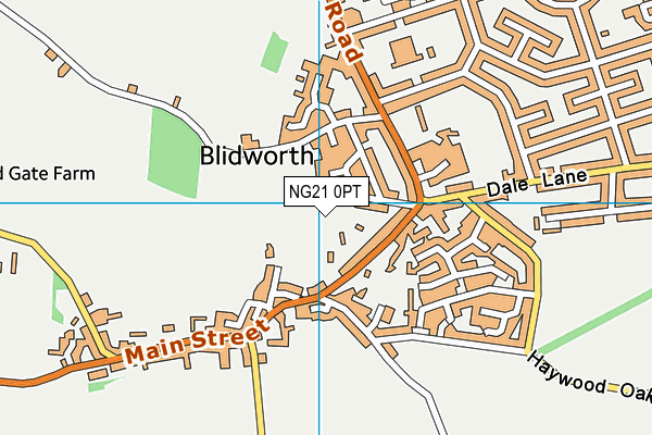 NG21 0PT map - OS VectorMap District (Ordnance Survey)