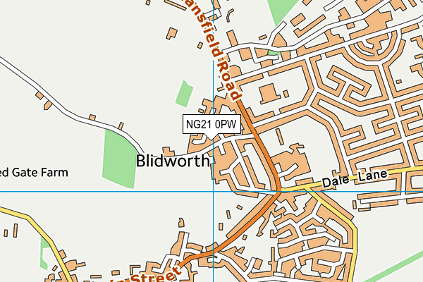 NG21 0PW map - OS VectorMap District (Ordnance Survey)