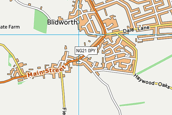 NG21 0PY map - OS VectorMap District (Ordnance Survey)