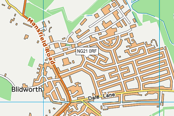 NG21 0RF map - OS VectorMap District (Ordnance Survey)
