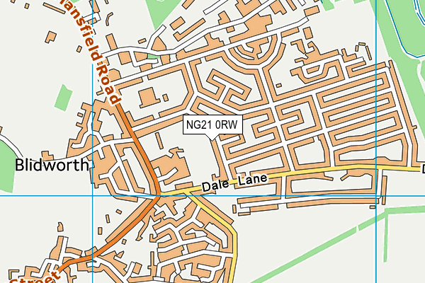 NG21 0RW map - OS VectorMap District (Ordnance Survey)