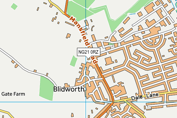 NG21 0RZ map - OS VectorMap District (Ordnance Survey)