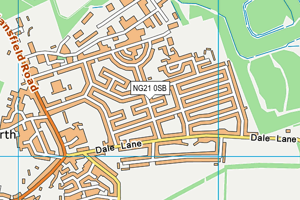 NG21 0SB map - OS VectorMap District (Ordnance Survey)