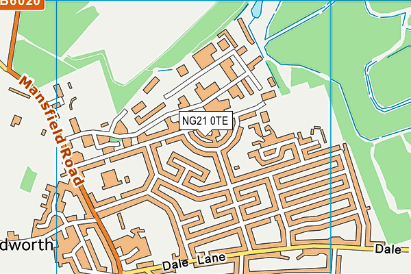NG21 0TE map - OS VectorMap District (Ordnance Survey)