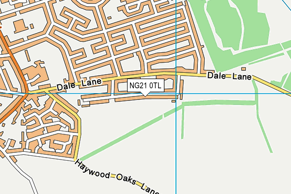 NG21 0TL map - OS VectorMap District (Ordnance Survey)