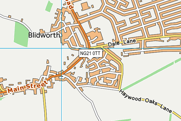 NG21 0TT map - OS VectorMap District (Ordnance Survey)