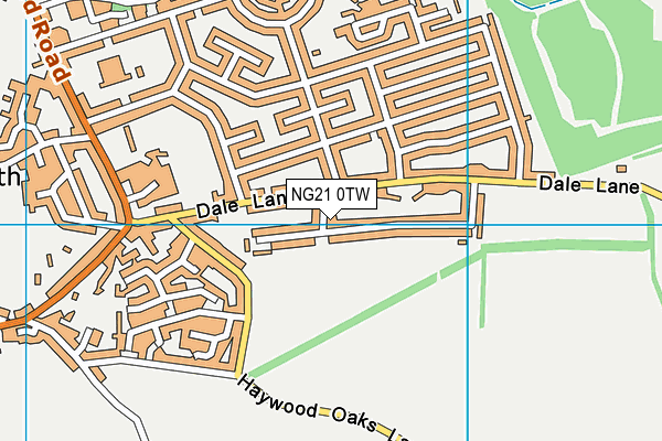 NG21 0TW map - OS VectorMap District (Ordnance Survey)