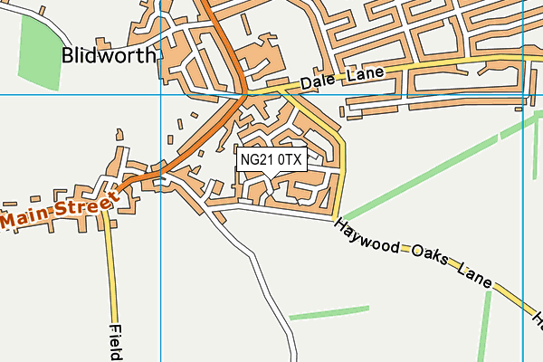 NG21 0TX map - OS VectorMap District (Ordnance Survey)