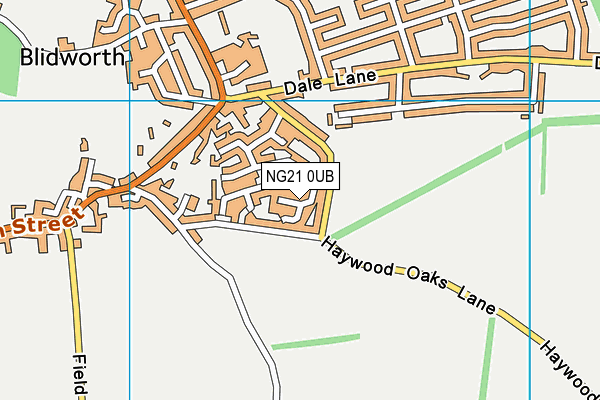 NG21 0UB map - OS VectorMap District (Ordnance Survey)