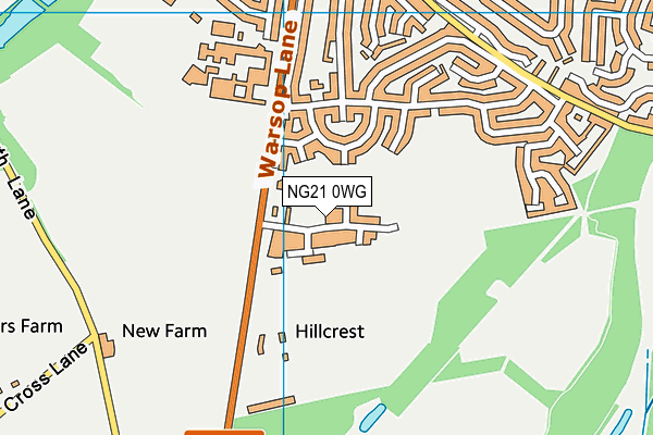 NG21 0WG map - OS VectorMap District (Ordnance Survey)