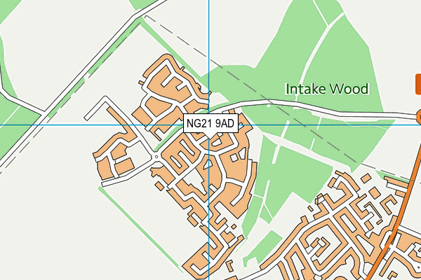 NG21 9AD map - OS VectorMap District (Ordnance Survey)