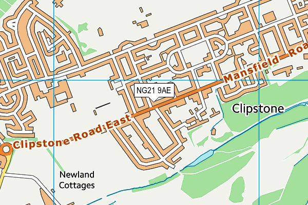 NG21 9AE map - OS VectorMap District (Ordnance Survey)