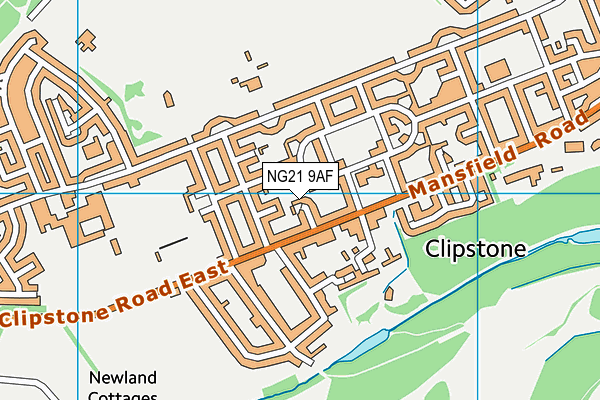 NG21 9AF map - OS VectorMap District (Ordnance Survey)