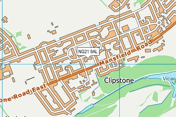 NG21 9AL map - OS VectorMap District (Ordnance Survey)