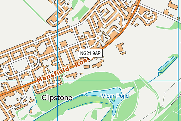 NG21 9AP map - OS VectorMap District (Ordnance Survey)