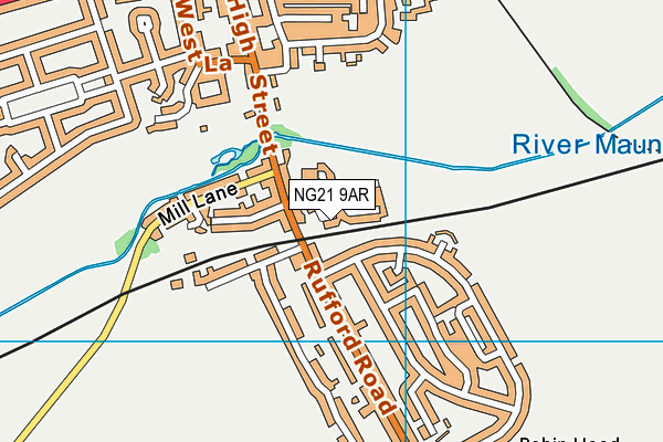 NG21 9AR map - OS VectorMap District (Ordnance Survey)