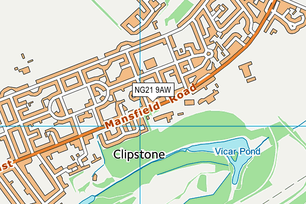 NG21 9AW map - OS VectorMap District (Ordnance Survey)