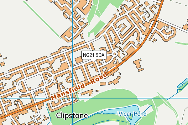 NG21 9DA map - OS VectorMap District (Ordnance Survey)