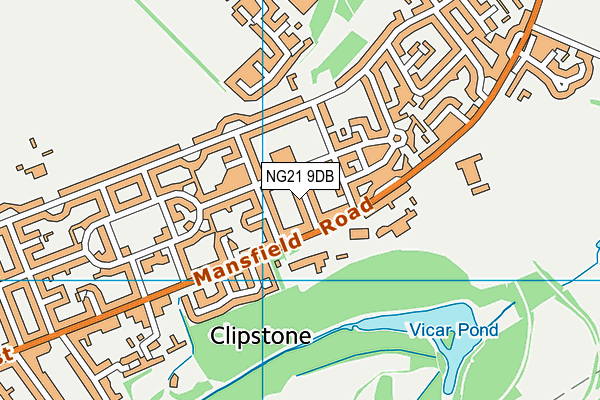 NG21 9DB map - OS VectorMap District (Ordnance Survey)