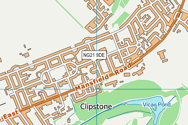 NG21 9DE map - OS VectorMap District (Ordnance Survey)