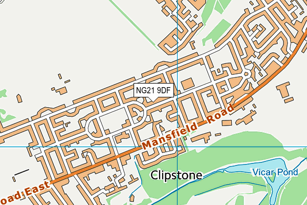 NG21 9DF map - OS VectorMap District (Ordnance Survey)
