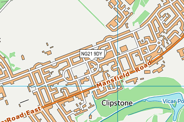 NG21 9DY map - OS VectorMap District (Ordnance Survey)