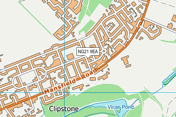 NG21 9EA map - OS VectorMap District (Ordnance Survey)