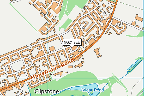 NG21 9EE map - OS VectorMap District (Ordnance Survey)