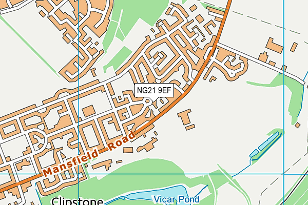 NG21 9EF map - OS VectorMap District (Ordnance Survey)