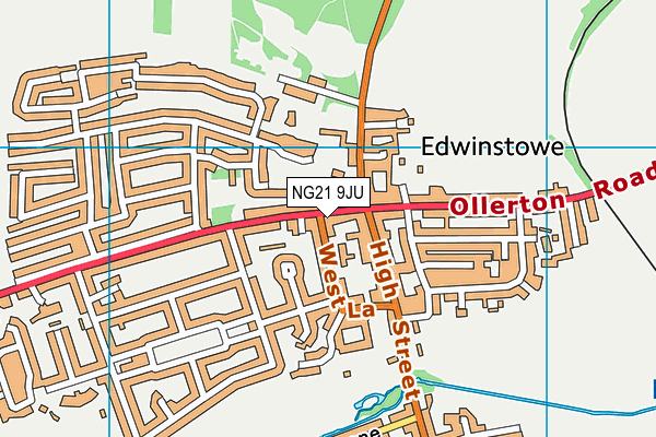NG21 9JU map - OS VectorMap District (Ordnance Survey)