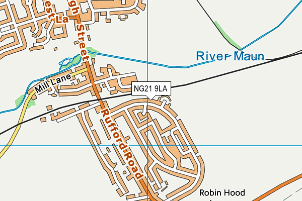 NG21 9LA map - OS VectorMap District (Ordnance Survey)