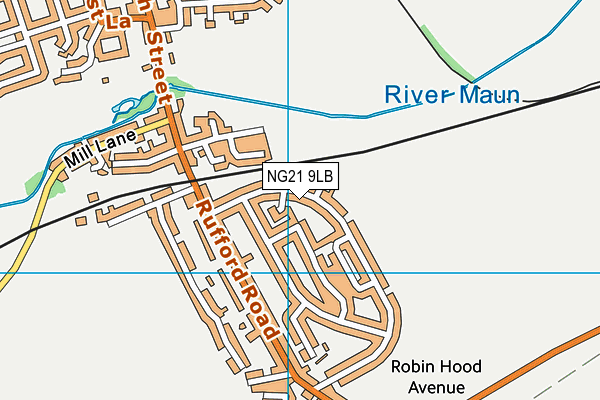 NG21 9LB map - OS VectorMap District (Ordnance Survey)