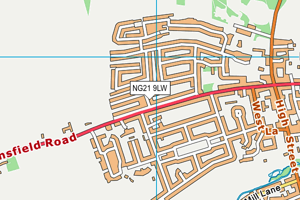 NG21 9LW map - OS VectorMap District (Ordnance Survey)