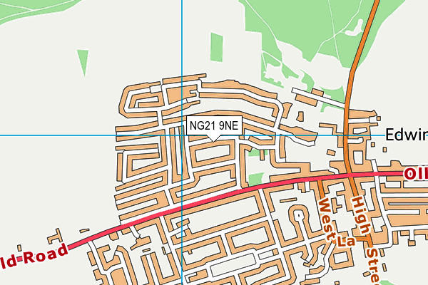 NG21 9NE map - OS VectorMap District (Ordnance Survey)