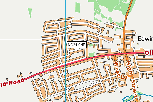 NG21 9NF map - OS VectorMap District (Ordnance Survey)