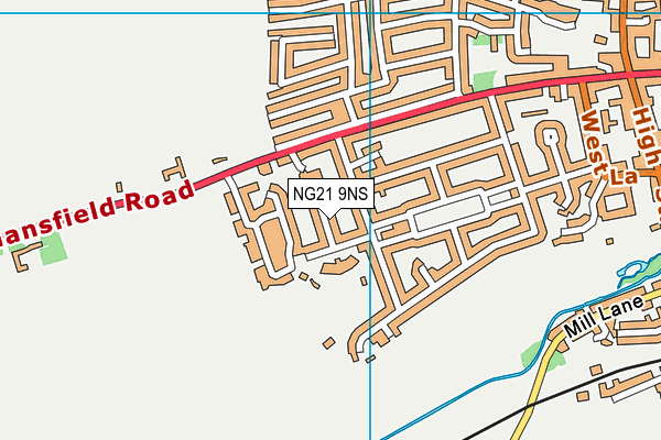 NG21 9NS map - OS VectorMap District (Ordnance Survey)