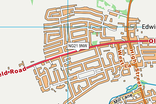 NG21 9NW map - OS VectorMap District (Ordnance Survey)