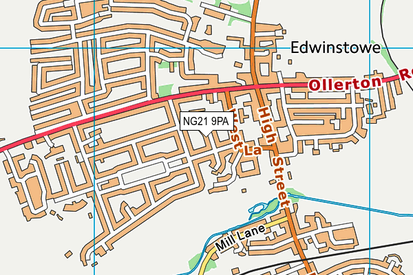 NG21 9PA map - OS VectorMap District (Ordnance Survey)