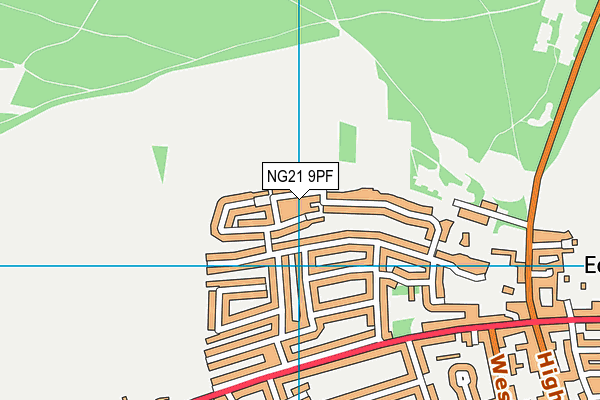 NG21 9PF map - OS VectorMap District (Ordnance Survey)