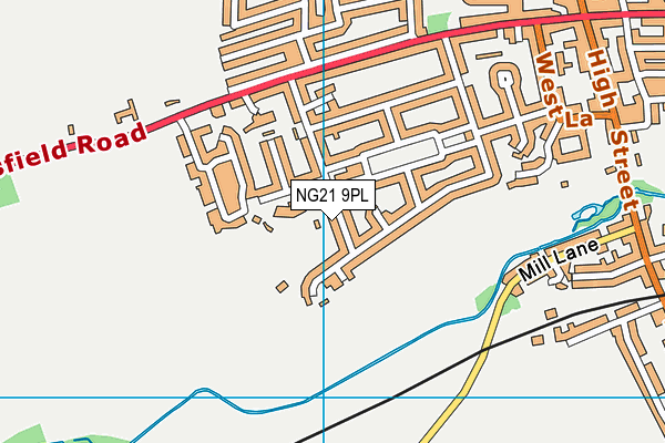 NG21 9PL map - OS VectorMap District (Ordnance Survey)