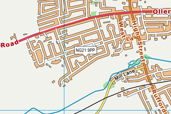 NG21 9PP map - OS VectorMap District (Ordnance Survey)