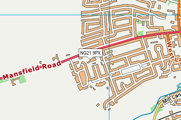 NG21 9PX map - OS VectorMap District (Ordnance Survey)