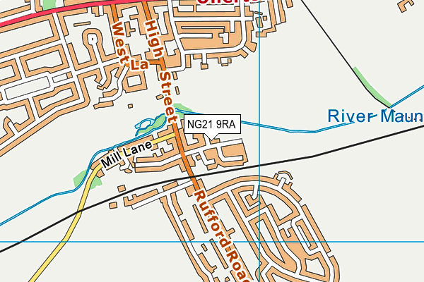 NG21 9RA map - OS VectorMap District (Ordnance Survey)