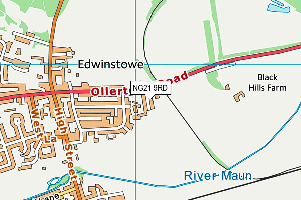 NG21 9RD map - OS VectorMap District (Ordnance Survey)