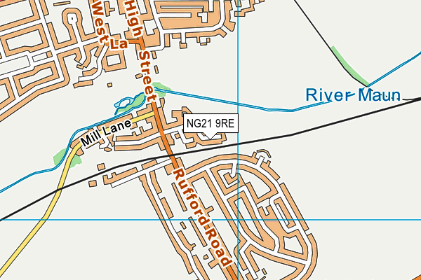 NG21 9RE map - OS VectorMap District (Ordnance Survey)