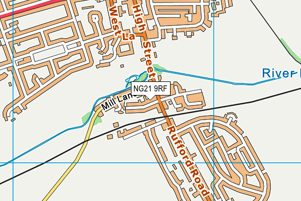 NG21 9RF map - OS VectorMap District (Ordnance Survey)