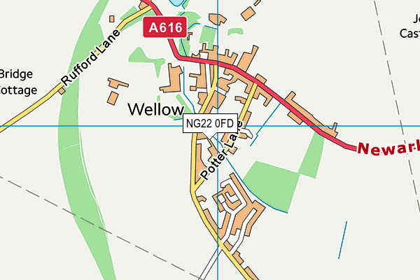 NG22 0FD map - OS VectorMap District (Ordnance Survey)