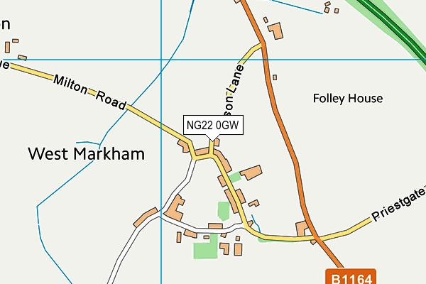 NG22 0GW map - OS VectorMap District (Ordnance Survey)